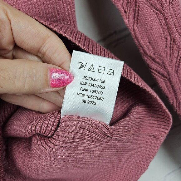 Fitted Pink Sweater Y2K Mock Neck Sweater Womens S Jessica Simpson Sweetheart - Picture 6 of 12